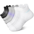 PAPLUS Ankle Compression Socks for Women, 6 Pairs Cushioned Running Socks - color: Black+white+grey（6 Pairs）, size: Small-Medium