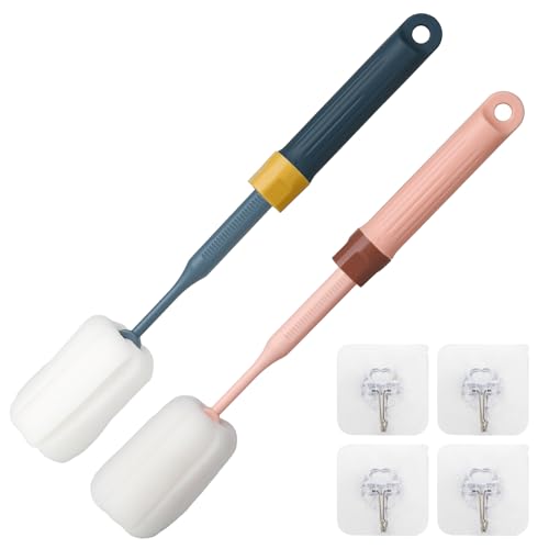 2-Pack Adjustable 12.9" Sponge Bottle Brushes Cleaning Set