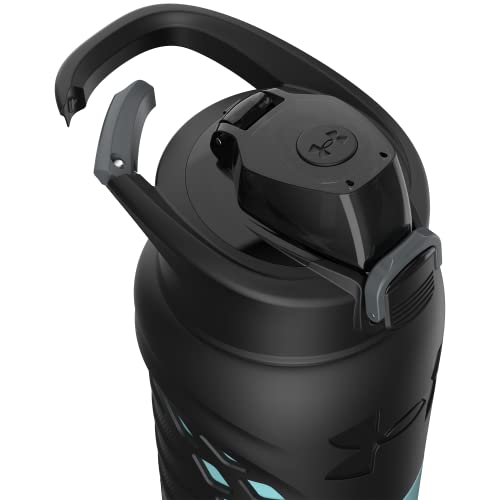 Under Armour 24Oz Stainless Steel Water Bottle, Insulated, Carabiner Easy Carry Hook, Leak Proof, Kids & Adults, All Sports, Gym - color: Breeze Blue/Black