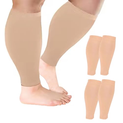 Plus Size Compression Leg Sleeves for Women Men - color: 2pcs-Skin, style: 2XL