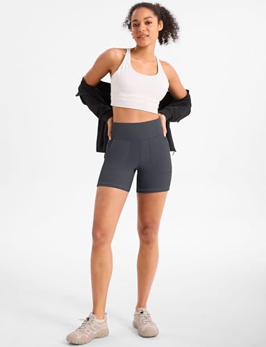 Women's 6"/9" Shorts with Zipper Pocket - color: 6″-dark Grey, size: XX-Large