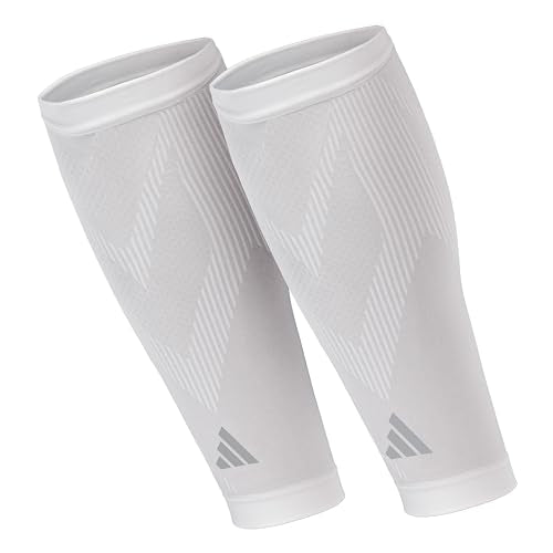 adidas Aeroready Compression Calf Sleeves, Lightweight, Moisture-Wicking Calf Compression Sleeves - color: White V1