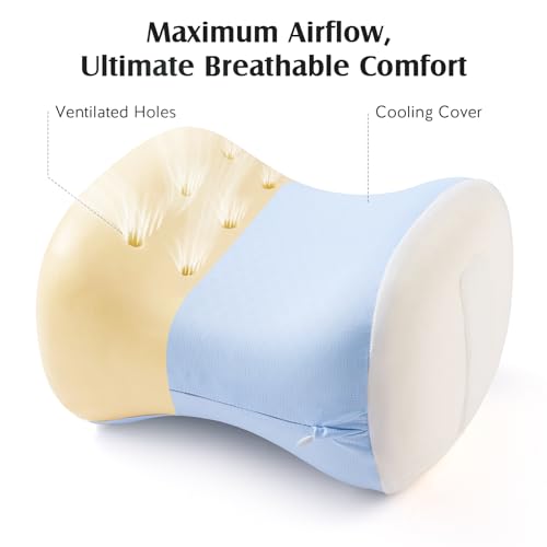 YFONG Knee Pillow for Side Sleepers, Breathable Memory Foam Leg Pillow Blue