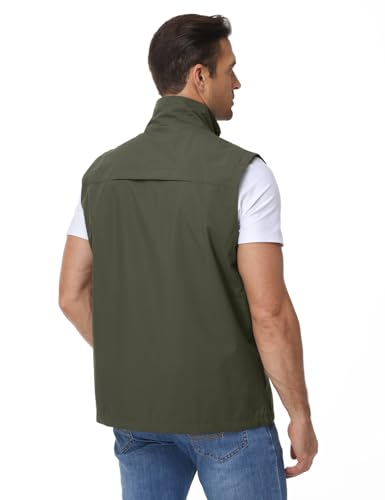 Eisctnd Mens Lightweight Quick Dry Vest Sleeveless Outerwear Utility Jacket - color: Armygreen, size: Large