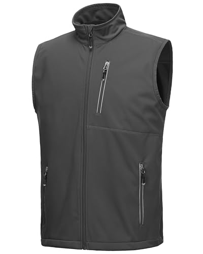 33,000ft Men's Windproof Lightweight Golf Vest Outerwear Sleeveless Jacket - color: Grey, size: XX-Large