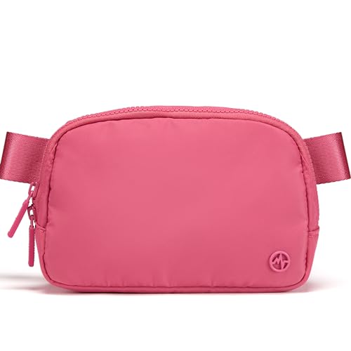 Pander Nylon Fanny Pack for Women, Two-Way Zipper Crossbody Bag - color: Hot Pink