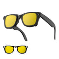 HIBLOKS Polarized Clip-on for Ray-Ban Meta Wayfarer (Large 53-22, Yellow) - size: Large, Yellow, Matte Black Frame