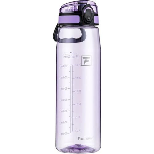 Fanhaw 32 oz Clear Plastic Water Bottle, Chug Lid, Amethyst - color: Amethyst