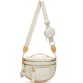Makes Checkered Crossbody Bag Bum Bag for Women with Pouch - color: Beige Checkered
