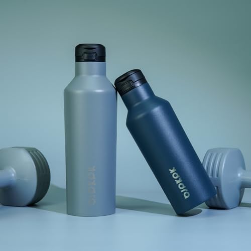 BJPKPK 17oz Insulated Thermal Water Bottle, Straw & Handle, Stainless Steel - color: Navy Blue, size: 17 Ounces