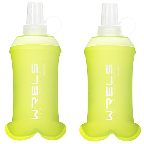 WRELS Running Water Bottle,250ml/350ml/500ml TPU Soft Flask,Collapsible Water Bottles for Hydration Vests and Running Belts Backpack, Soft Water Bottles For Hiking Cycling Climbing - color: Green-250ml*2
