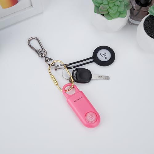 130db Personal Safety Alarm with Ultra Bright Strobe Light. Hot Pink - color: Hot Pink, style: Button cell