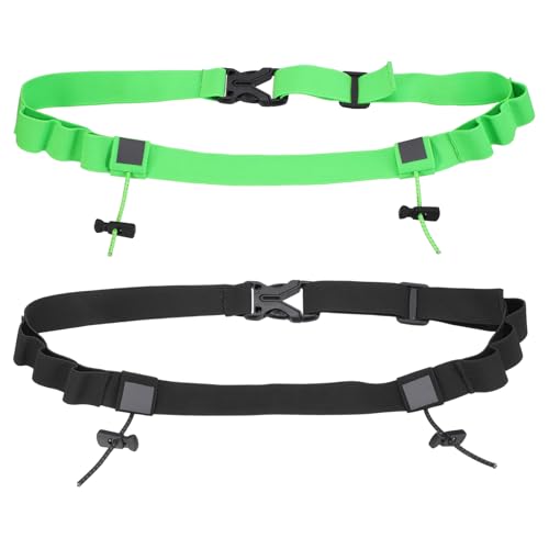 Bib Belt Race Belt Triathlon Running Number Holder 2Pcs - color: Black/Fluorescent Green