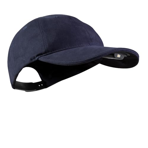 LED Hat Light - POWERCAP Baseball Cap with Light Built in - LED Cap Visor Light with Bright Headlight and IPX4 Rating - color: 2.5 Unstructured Navy