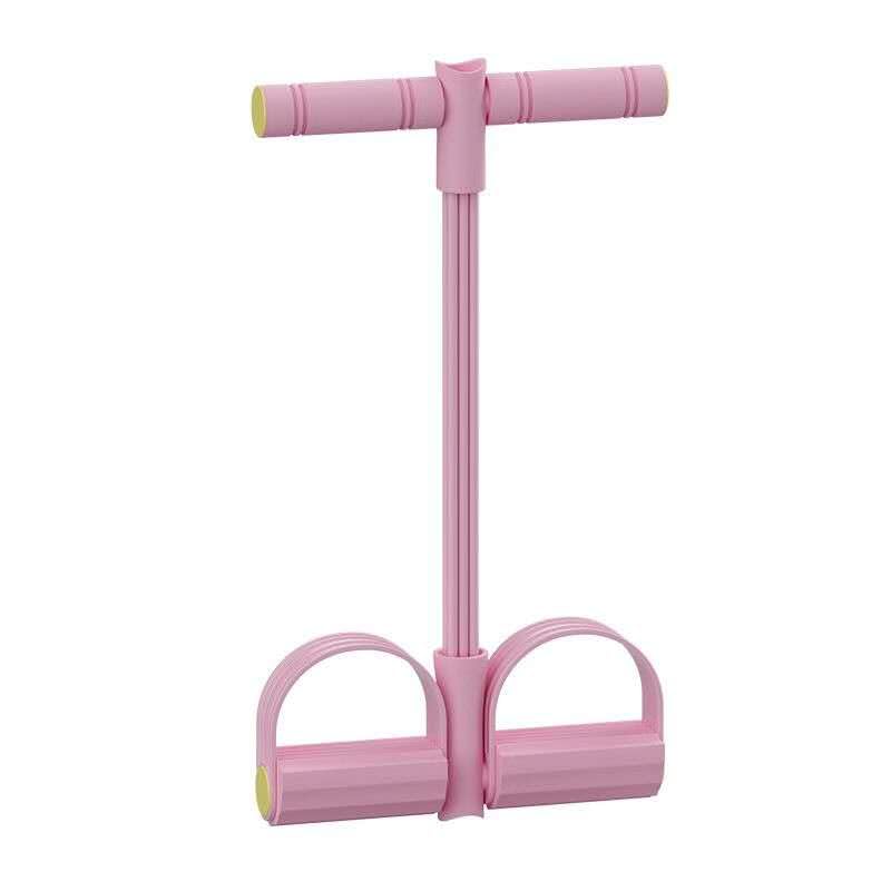 Pedal Resistance Bands with Handles, 6-Tube Elastic Foot Exercise Band, Natural Rubber Trainer for Abs, Arms, Legs & Waist, Multifunction Heavy Duty Home Gym Workout Equipment - color: PINK
