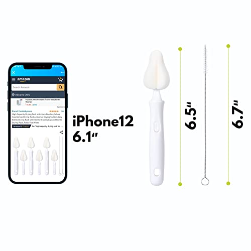 White Baby Bottle Brush Kit with Sponge Heads, Straw Cleaners & Wash Tool