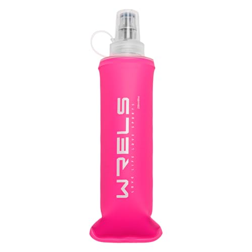 WRELS Soft Running Water Flask Soft Flasks Collapsible Soft Water Bottles Small BPA-Free for Sports Hiking Hydration Pack 5oz/8oz/17oz(PINK,8oz) - color: Pink, style: 250ml/8oz
