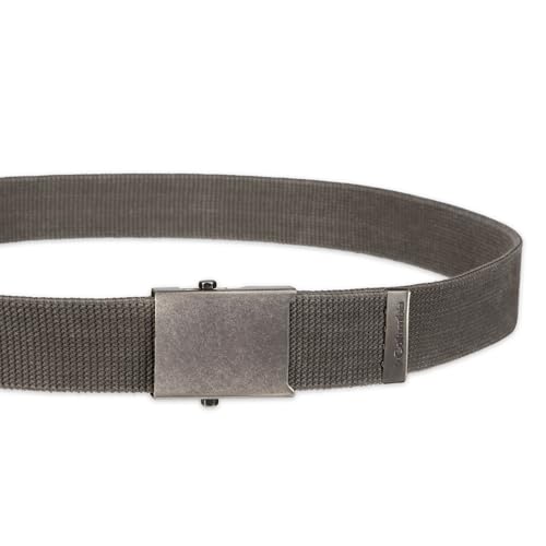 Columbia Men's Military Plaque Buckle Fabric Belt- One Size 42" Length - Everyday and Outdoor Wear - color: Charcoal Cotton Strap