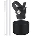 RRegeny Straw Lid fits Hydro Flask Standard Mouth, 21 24 oz, Sports Flex Cap Water Bottle Accessories Replacement Top - color: Black Protective Case+1pack