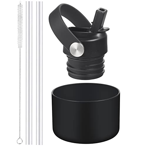 RRegeny Straw Lid fits Hydro Flask Standard Mouth, 21 24 oz, Sports Flex Cap Water Bottle Accessories Replacement Top - color: Black Protective Case+1pack