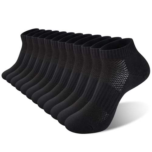 Womens Cotton Ankel Socks, Athletic Performance Running Moisture Wicking Breathable socks - color: 6 Pairs Black, size: Medium-Large