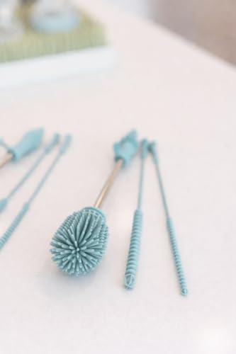 Haakaa Food-Grade Silicone Cleaning Brush Kit 3-Piece (Kit-Mist Blue) - color: Kit-mist Blue