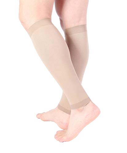 Doc Miller Compression Calf Sleeve for Men & Women, 20-30mmHg - color: Tan Skin, size: Small REGULAR