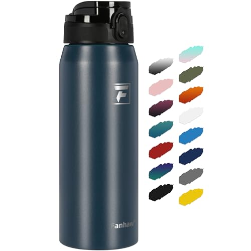 Fanhaw 24oz Stainless Steel Water Bottle with Chug Lid, Navy Blue - color: Navy Blue, style: 24 Ounces