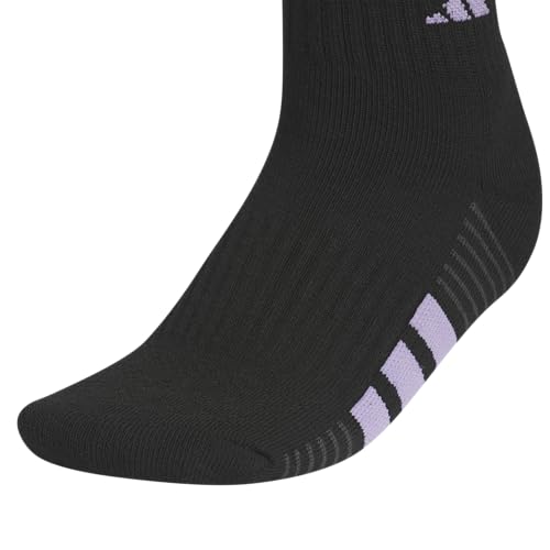 adidas Women's Cushioned Socks 3 Pairs - color: Black/Magic Lilac Purple/Power Pink/4.0/Quarter, size: Medium, style: Quarter