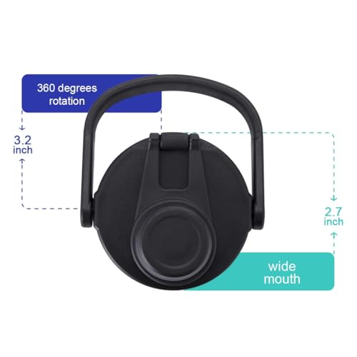 BOTTLE BOTTLE Wide Mouth Sports Cap Lid for 12 OZ, 18 OZ, 20 OZ, 32OZ, 40OZ Bottles Leak-Proof Twist Spout Replacement Lid with Handle (dark black)