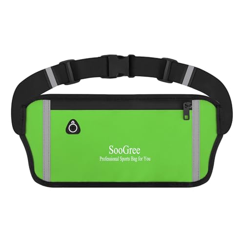 SooGree Running Belt Fanny Pack Running Waist Pack for Women Men Crossbody Bags Slim Reflective Runner Pouch Belt Cell Phone Holder Sport Waist Pack Adjustable Strap Gym Marathon - color: Green, size: 1190