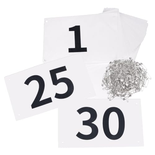 TRIWONDER Race Bibs Running Numbers with Safety Pins, Tyvek 4"x7" Large Numbers 1-500 for Marathon Runners Events Sports Games - color: Black&White [4"x7"] 1-30