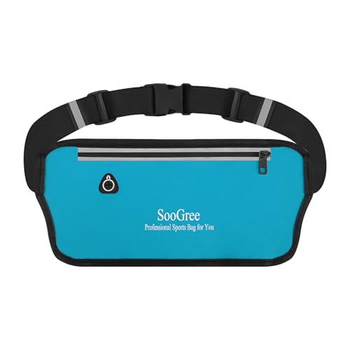 SooGree Running Belt Fanny Pack for Women Men Waterproof Waist Pack Runners Bag Slim Money belt Phone Holder for Sports Hiking Traveling Adjustable Strap Workout Pouch Lightweight Walking Jogging - color: Blue, size: 1188
