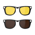 HIBLOKS 2Pcs Polarized Clip for Ray-Ban Meta Wayfarer (RW4006/RW4012 50-22) - size: Standard, Yellow+Brown, Shiny Black Frame