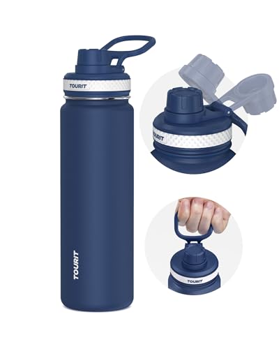 TOURIT 24 oz Stainless Steel Sports Water Bottle with Handle, Midnight Blue - color: Midnight Blue, size: 24 Ounces