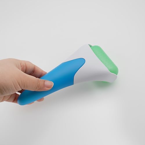 3 in 1 Ficial Face Ice Jade Roller and Gua Sha Tool, 100% Natural Real Jade Anti-Wrinkle Face Eye Neck Massager Tool, Reduce Wrinkles, Puffiness, Migraine, Redness, Pain and Injury (Blue) - color: Blue
