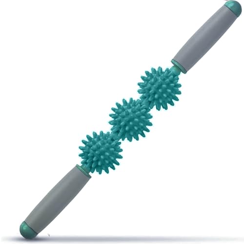 Fascia Muscle Roller, Cellulite Massager Fascia Roller for Cellulite and Sore Muscles, Neck, Leg, Back, Pressure Trigger Point Body Roller Deep Tissue Massage Stick Tools - 3 Massage Balls | Green - color: Atrovirens