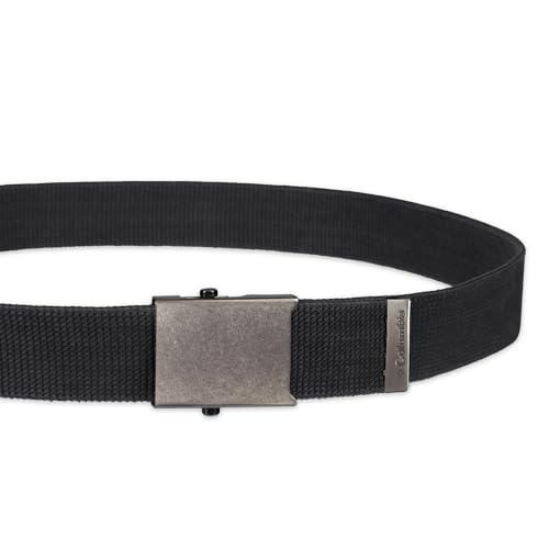 Columbia Men's Military Plaque Buckle Fabric Belt- One Size 42" Length - Everyday and Outdoor Wear - color: Black Cotton Strap