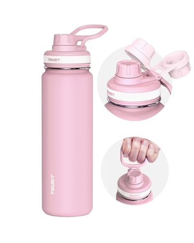 TOURIT 24 oz Insulated Stainless Steel Water Bottle, Pink - color: Pink, size: 24 Ounces