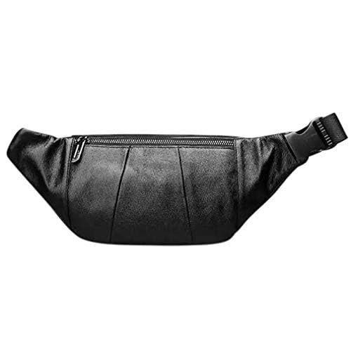 Leather Fanny Pack Waist Bag for Men Women Outdoor Travel Hiking Camping Walking Running Hip Bum Belt Slim Cell Phone Purse Wallet Pouch (#03Black) - color: #03Black