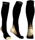 Physix Gear Compression Socks 20-30 mmHg - Men & Women - Running, Nurses, Shin Splints, Flight, Travel - color: Black/Beige, size: Large/X-Large