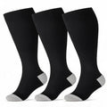 3/4 Pairs Wide Calf Compression Socks for Women Men 20-30 mmHg Knee High - color: Black, size: XX-Large