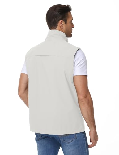 Eisctnd Mens Lightweight Quick Dry Vest Sleeveless Outerwear Utility Jacket - color: Beige, size: Medium