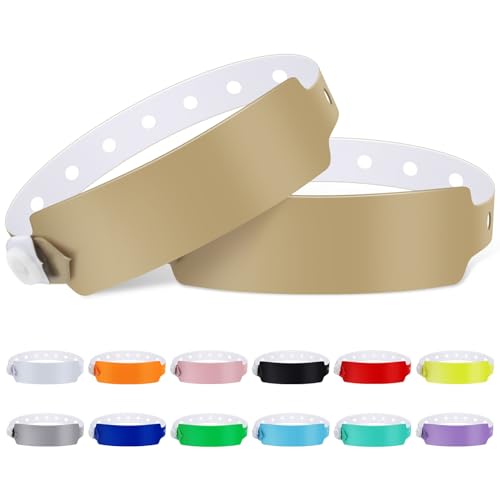 100pcs Vinyl Wristbands, Disposable Waterproof Wristbands(Color : Gold) - color: Gold
