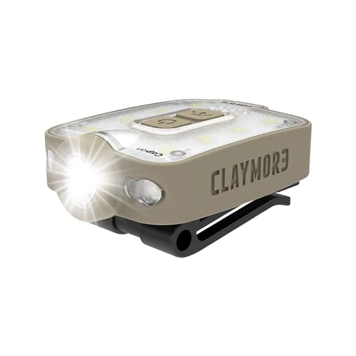 Claymore Capon 40B Tan Clip-On Cap Light – USB-C Rechargeable 230LM LED Headlamp | 3 Light Modes 180° Adjustable Beam IP54 Water Resistant Up to 12 Hrs Runtime for Camping, Running, Outdoor - color: 40B (Tan)