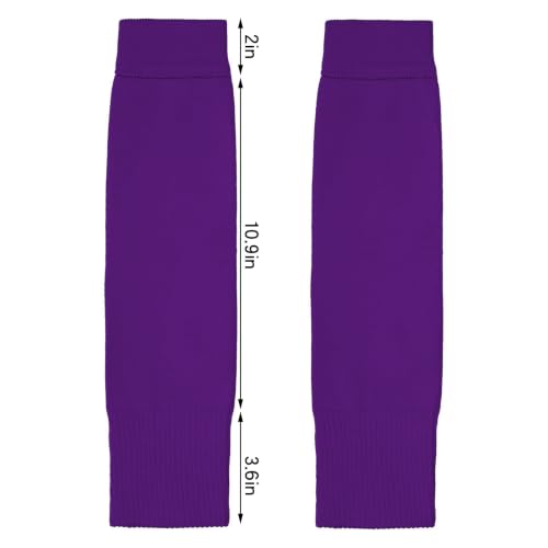 phnydreg 3 Pairs Leg Sleeve Shin Pre Cut Socks for Kids Youth Men Women Soccer Running Cycling - color: Purple