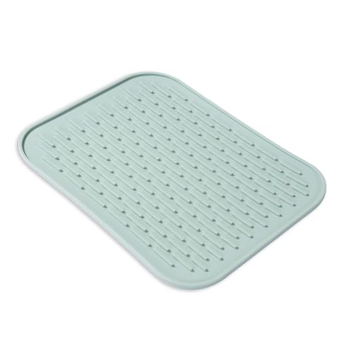 Dish Mat Silicone Dish Drying Mats Works For Drying Stemware Cocktail Glasses Silverware Pots Pans Knives and Dish Rack for Kitchen Counter Sink Bar Pads Easy to Clean (M (11.5" x 9.1") Green) - color: M (11.5" x 9.1") Green