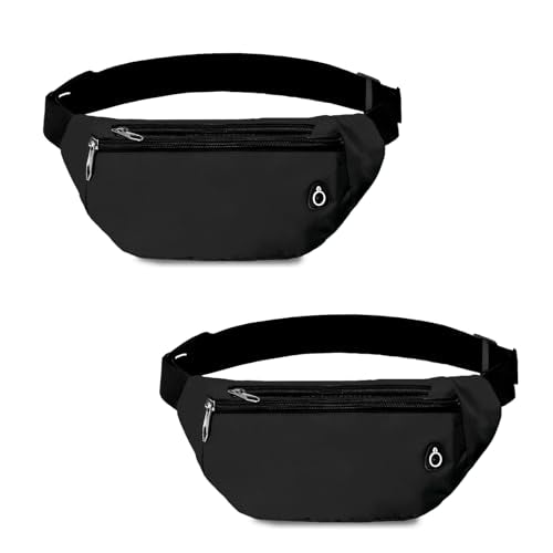 Fanny Pack for Women Men,Crossbody Water Resistant Sports Waist Bag Pack - color: 2pack-black/black