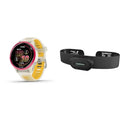 Bundle of Garmin® Forerunner® 570, 42mm, GPS Running Smartwatch, AMOLED Display, Training and Recovery Features, Raspberry Aluminum with Translucent Bone/Mango Band + Garmin HRM-Fit - color: Raspberry with Bone/Mango HRM-Fit Bundle, size: 42mm