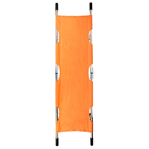 LINE2design Medical Emergency Folding Portable Stretcher with Heavy Duty Handles, Carrying Case and Straps - EMT Backboard Ambulance Folding Stretcher, Secure Patient Transport Mover - Orange